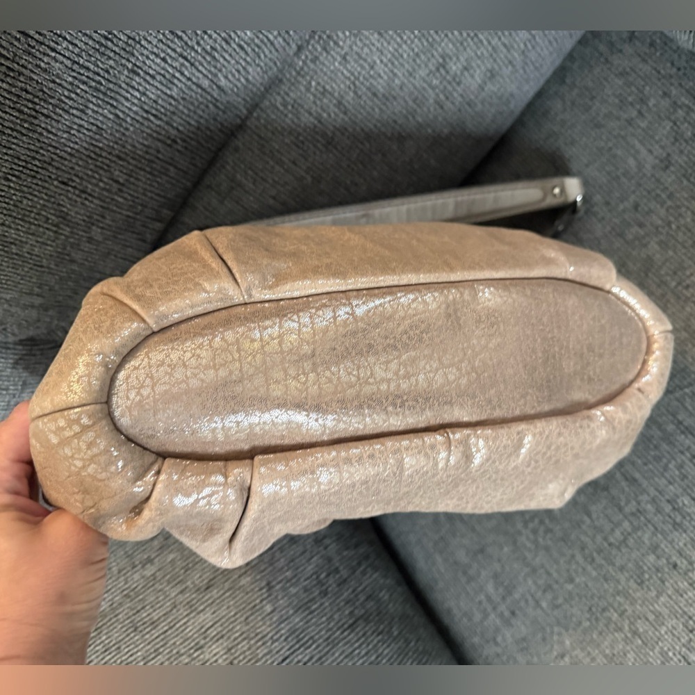 Coach Tan Metallic  Madison Satchel with Double Handles and Detachable Strap - Picture 5 of 15